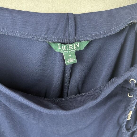 Lauren Ralph Lauren Y2K Drapey Wide Leg Pants Side Tie Blue Nautical Plus Size M - Picture 3 of 8